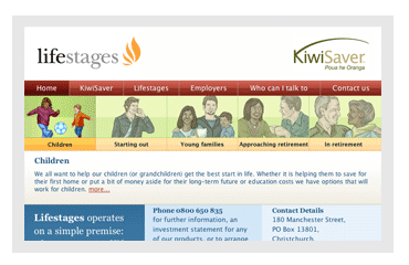 Screenshot from the Lifestages website. 
